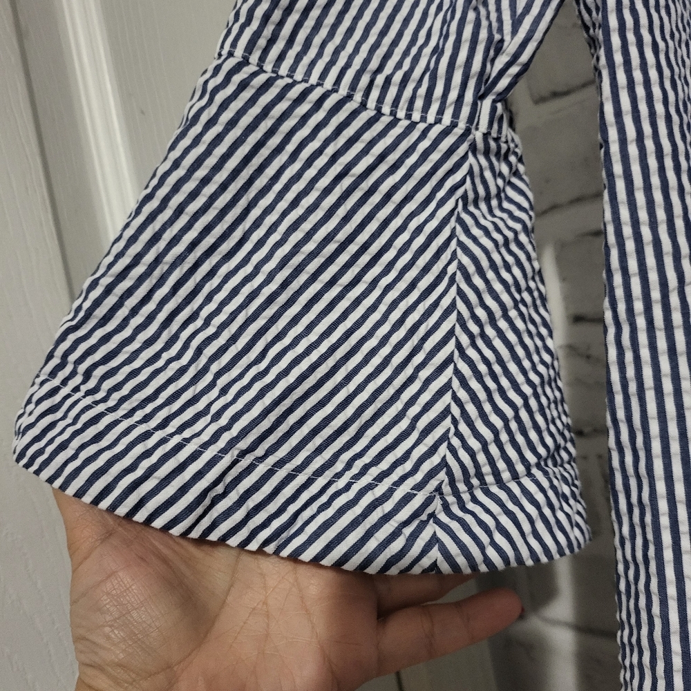 Draper James Seer Sucker Stripe Button Shift Dress Size 4 - Picture 7 of 9